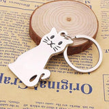 Keychain - Cat Keychain - Cute Keychain - Perfect Gift for Lovers, Friends and Best Friend - Silver - Side View