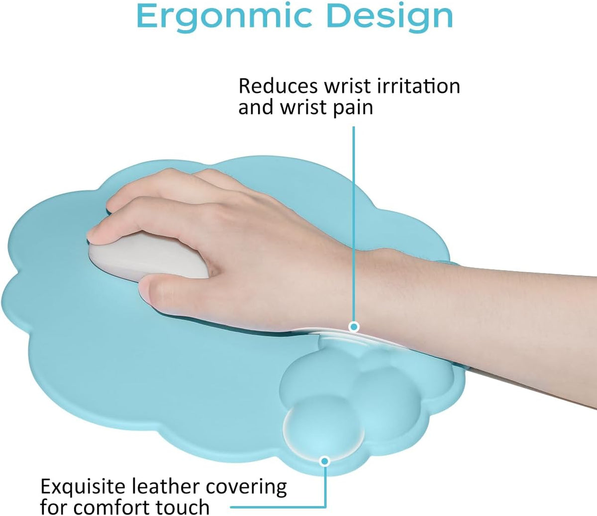 Mouse pad - Mouse pad with wrist rest - Ergonomic mouse pad - Mouse pad with leather surface, suitable for computers, laptops, office, home and travel, with non-slip bottom