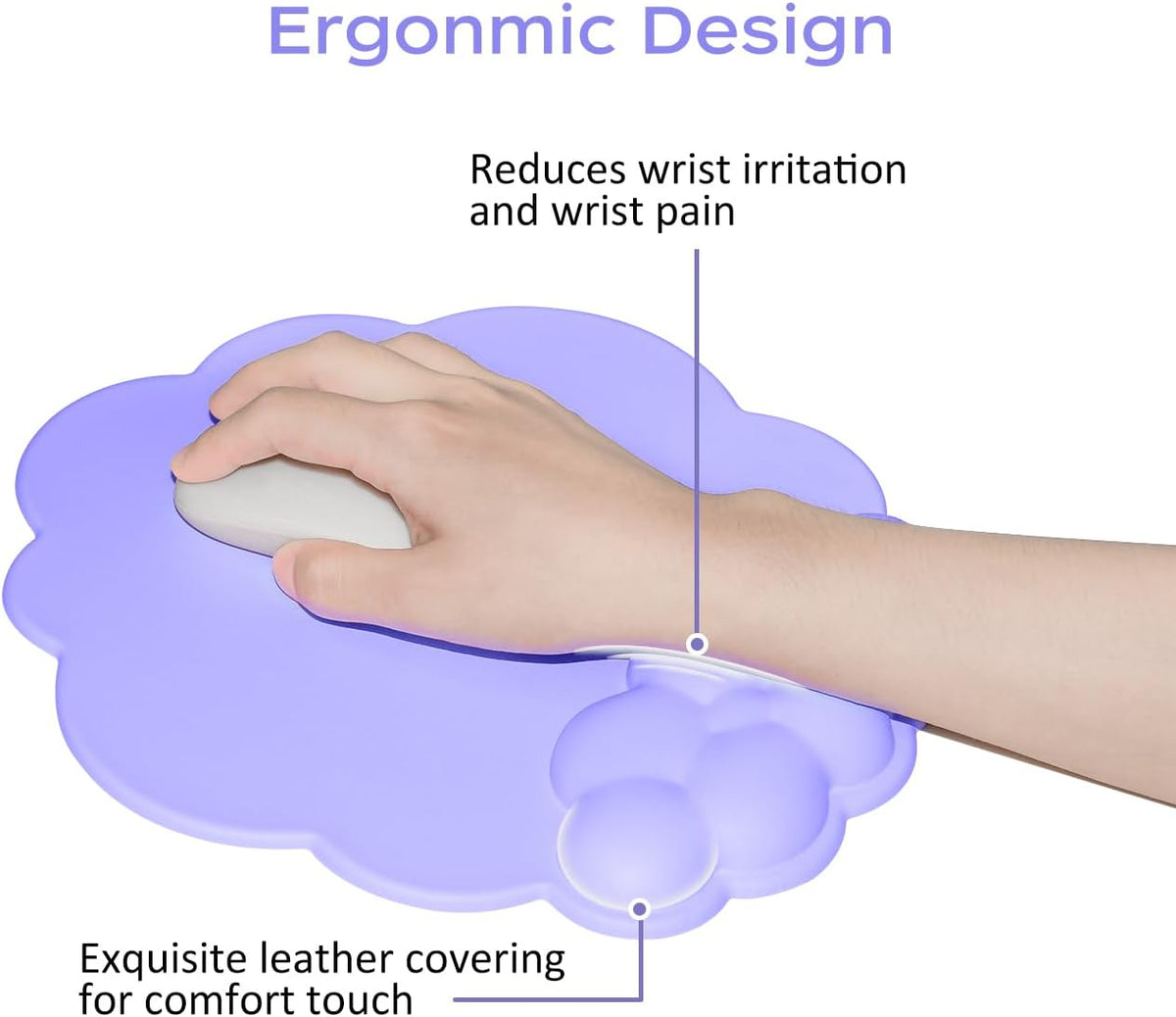 Mouse pad - Mouse pad with wrist rest - Ergonomic mouse pad - Mouse pad with leather surface, suitable for computers, laptops, office, home and travel, with non-slip bottom