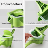Manual Juicer - Fruit and Vegetable Juicers - Portable Multifunctional Lemon and Orange Juicer for Home Use - High Efficiency Juicing Appliance - Light Green - Side View