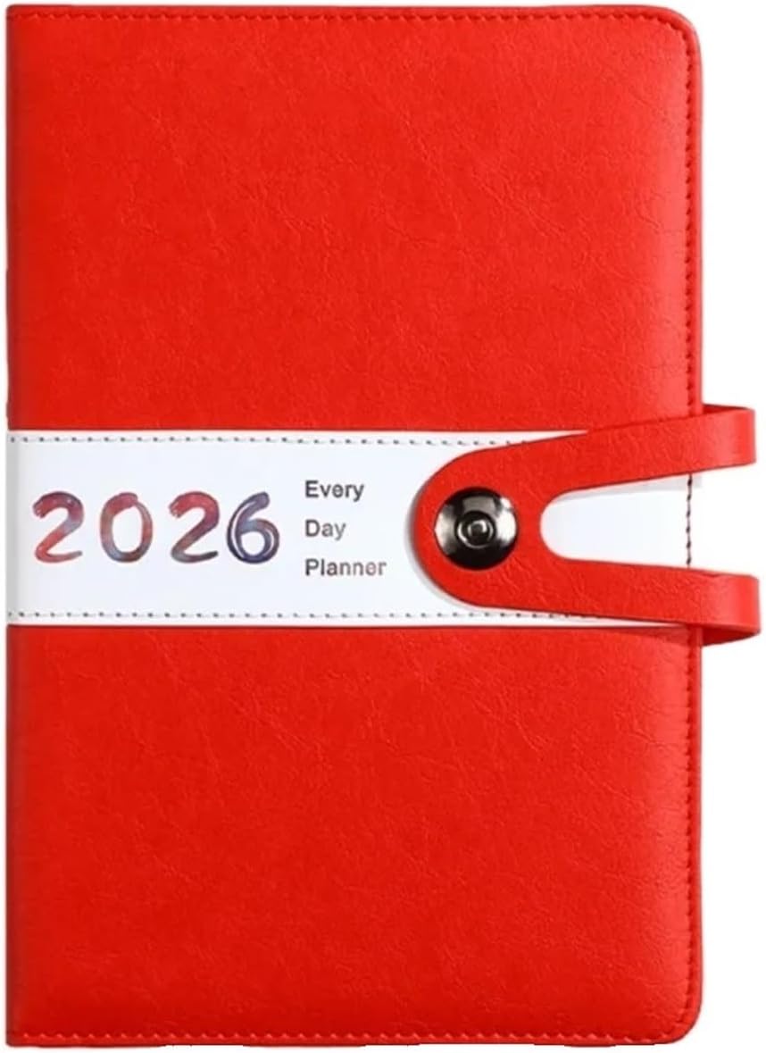 Agenda 2026 Adults - Planner - Journal - Organizer - Business - Texture - PU Material - A5 Format - Red