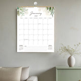Calendar 2026 - Hangable 12 Months - Calendar - With wire-o-binding - Yearly calendar - Monthly planner - Wall calendar - 37 x 30cm - Green branches and leaves