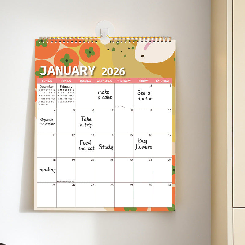 Calendar 2026 - Hangable 12 Months - Calendar - With wire-o-binding - Yearly calendar - Monthly planner - Wall calendar - 37 x 30cm - Nutrition patterns