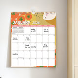Calendar 2026 - Hangable 12 Months - Calendar - With wire-o-binding - Yearly calendar - Monthly planner - Wall calendar - 37 x 30cm - Nutrition patterns - Front View