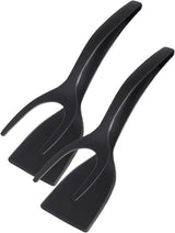 Set of 2 Food Tongs - 2-in-1 Flipper/Deep Fryer - Egg Flipper - Spatula with Clip - Egg Flipper, Kitchen Tools for Home