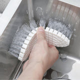 Brush - Multifunctional cleaning brush - Sturdy hand brush with stiff bristles - Multiple flexible brush heads - Suitable for cleaning bathtubs, kitchens, faucets and corners - Set of 2 - Front View