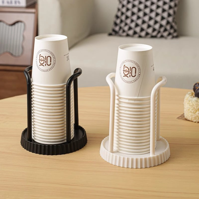 Disposable cup holder for paper cups - practical cup holder - paper cup dispenser for the desk - cup dispenser - Multifunctional paper cup holder - set of two (black + white)