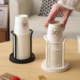 Disposable cup holder for paper cups - practical cup holder - paper cup dispenser for the desk - cup dispenser - Multifunctional paper cup holder - set of two (black + white) - Front View