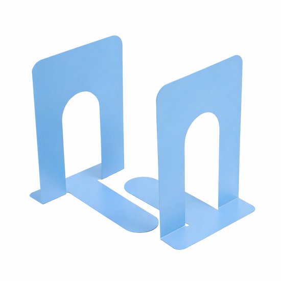 Bookends - Metal - Iron bookshelves - To be used for supporting books and organizing your desk - 13 × 15 × 16.5 cm - Blue