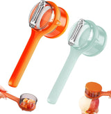 Vegetable Peeler - Fruit and Vegetable Peeler - with Storage Box - Safe and Efficient - Double-Sided Sharp Stainless Steel Blades - Easy to Clean - Process Fruits and Vegetables Easily and Conveniently - Set of 2 (Orange + Green)
