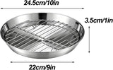 Baking tray for air fryer - Air fryer baking pan - Air fryer accessories - Baking tray with rack - Made of 304 stainless steel - 25 cm - Front View
