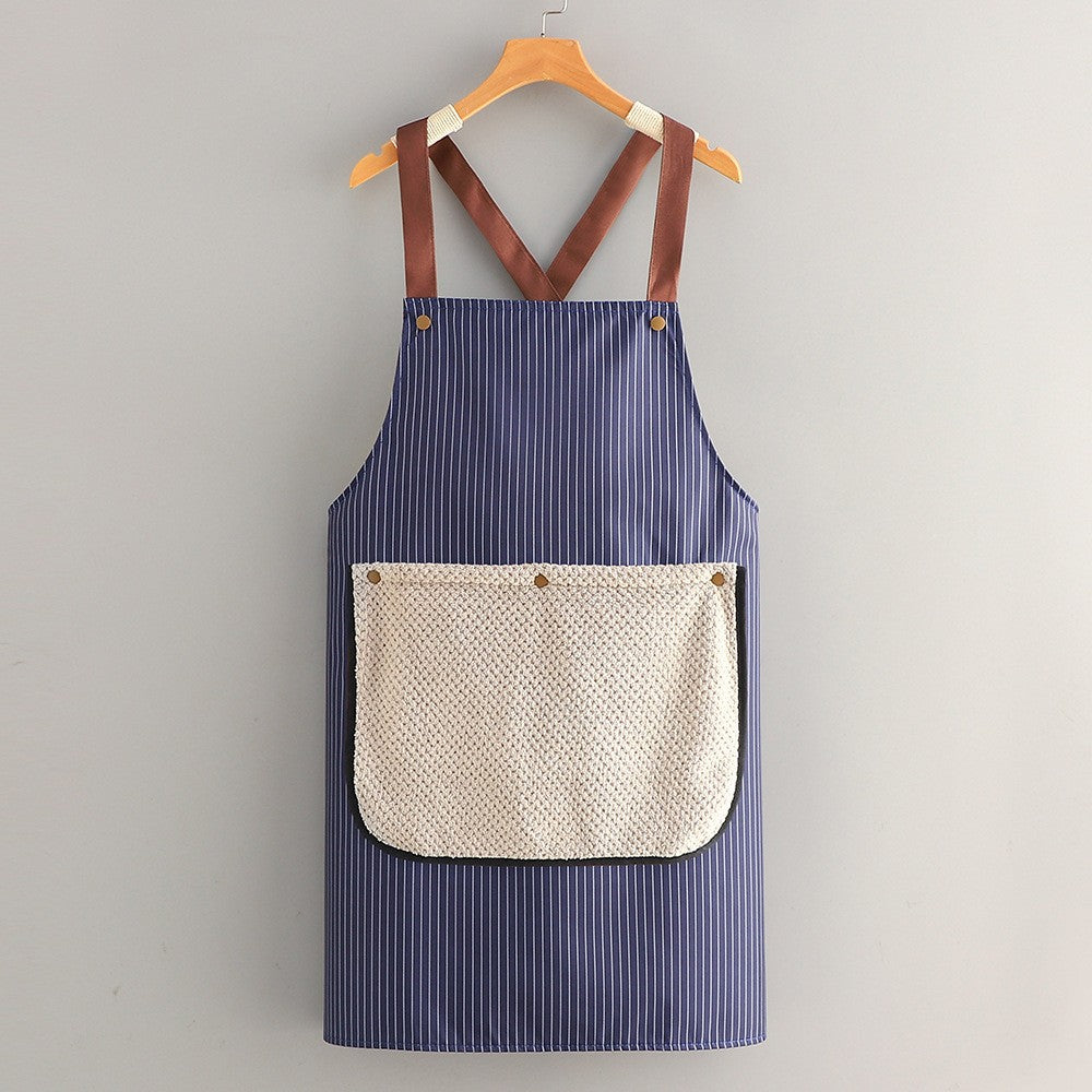 Apron - Kitchen Apron - Waterproof and Stain Resistant - Professional Cooking Apron - With Pockets and Removable Towels - Apron for Women and Men - Navy Blue