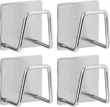 Storage Rack - Sponge Rack - Self-Adhesive - Waterproof - Stainless Steel Sponge Rack for the Sink - Sink Organizer - Dishcloth Holder - Suitable for Smooth Tiles, Painted Walls and Mirrors - Pack of 4 - Silver