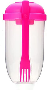 Breakfast Cup - Oat - Yogurt - Salad Cup - Portable Breakfast Lunch Cup - Food Storage Cup - Vegetable and Fruit Cup - Lid - Spoon - Pink