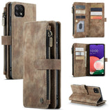 Compatible with Samsung Galaxy A22 5G Case Wallet Durable PU Leather Magnetic Flip Zipper Card Holder - Brown Brown ingen_max