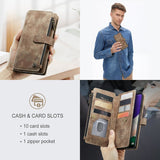 Compatible with Samsung Galaxy A22 5G Case Wallet Durable PU Leather Magnetic Flip Zipper Card Holder - Brown Brown ingen_max