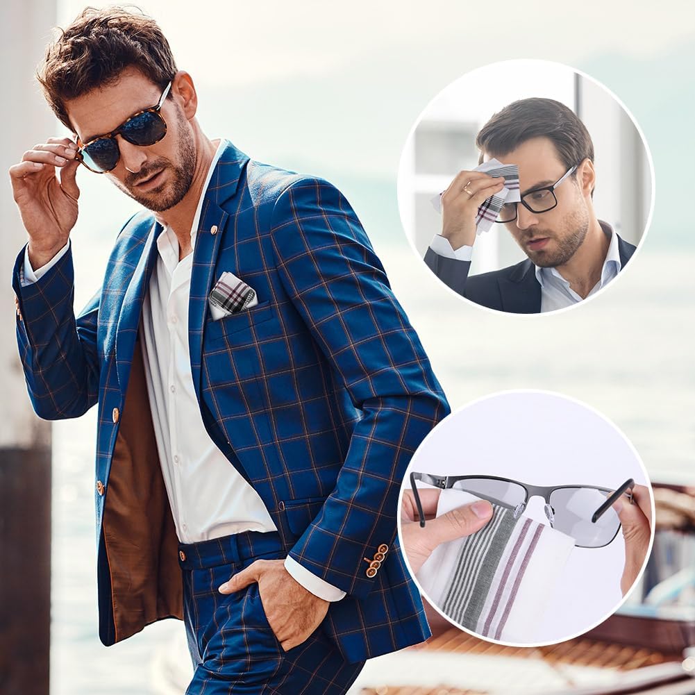 Men's Cloth Handkerchiefs, 24 Pcs Cotton Handkerchiefs for Men, Traditional Handkerchief for Men, 36 cm x 36 cm, 24 Pcs, One Size