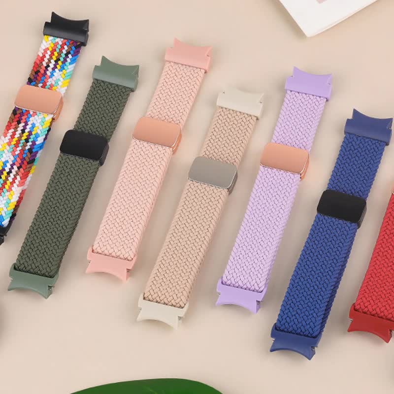 Braided Strap for Samsung Galaxy Watch 6 4 classic/5 Pro 45mm 47mm 43mm 44mm 40mm Magnetic Strap Without Gap Galaxy Watch 6 Band Black Black Watch 5 40mm 44mm