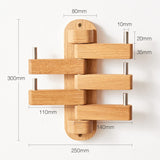 Oak Coat Rack, Wooden Wall Mounted Coat Rack for Entryway, Living Room, Bedroom, Bathroom - Side View