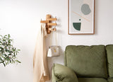 Oak Coat Rack, Wooden Wall Mounted Coat Rack for Entryway, Living Room, Bedroom, Bathroom - Top-Down View