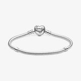 Pandora Unique Elegant Sterling Silver Bracelet db 22 cm 22 cm - Top-Down View