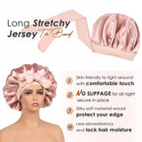Satin Bonnet Silk Bonnet for Sleep Double Layered Satin Lined Hair Cap with Ties Bonnets for Women Natural Curly Hair Pink - Top-Down View