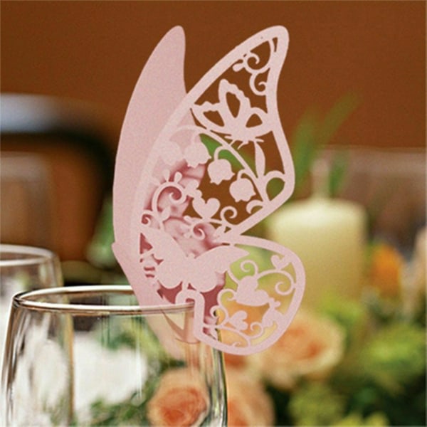 40pcs Butterfly Hanging Glass Cards - Wedding Decoration - Creative White 40pcs