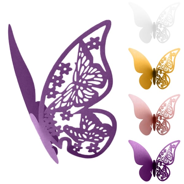 40pcs Butterfly Hanging Glass Cards - Wedding Decoration - Creative White 40pcs