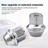 Aluminum Wheel Nuts. M12 X 1.5 Conical 19mm Hex Replacement for Ford Alloy Wheels (Silver) - Side View
