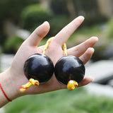 Shaker Rattle Double Gourd Polyrhythmic Percussion Instrument Black - 45-Degree Angle