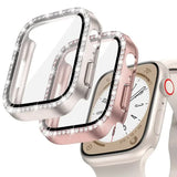 Diamond Glass Compatible with Apple Watch Case 45/41/40 mm 44 mm 42 mm 38 mm Bling Bumper+ Screen Protector iwatch Series 9 8 7 3 6 SE Red Series 789 45MM