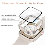 Diamond Glass Compatible with Apple Watch Case 45/41/40 mm 44 mm 42 mm 38 mm Bling Bumper+ Screen Protector iwatch Series 9 8 7 3 6 SE Red Series 789 45MM - Side View