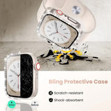 Diamond Glass Compatible with Apple Watch Case 45/41/40 mm 44 mm 42 mm 38 mm Bling Bumper+ Screen Protector iwatch Series 9 8 7 3 6 SE Red Series 789 45MM