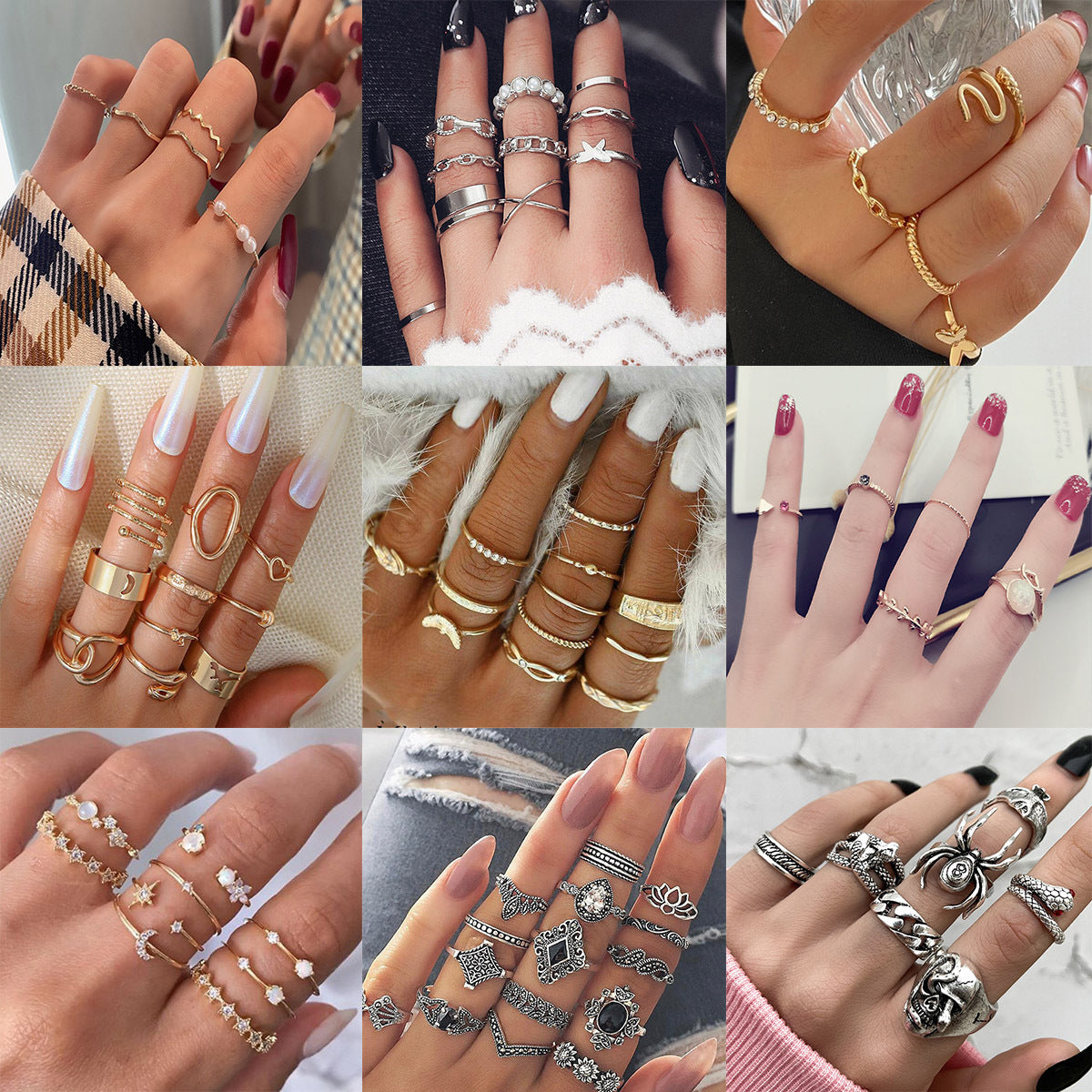 Fashion women's ring open ring led ring little finger ring set Amazon ZCR015