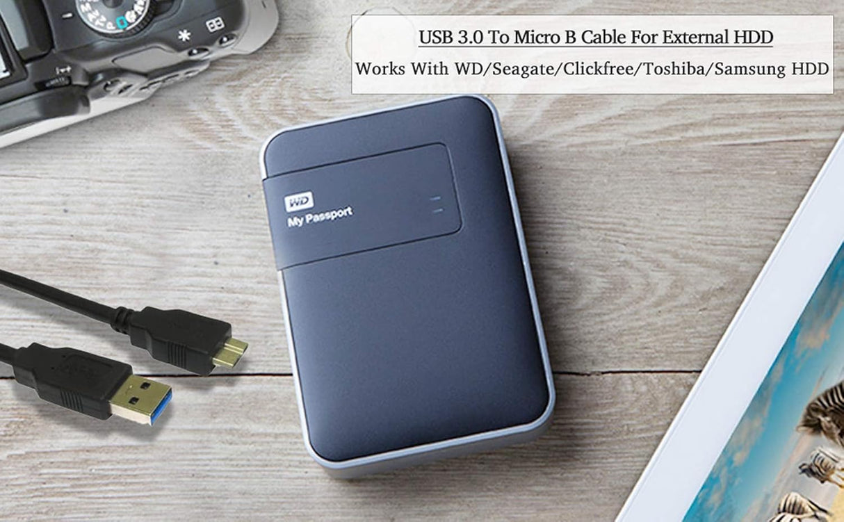 USB 3.0 Cable Compatible with Western Digital/WD/Seagate/Clickfree/Toshiba/Samsung Portable Hard Drive - USB 3.0 A/Micro-B Cable (1m)