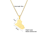 Stainless Steel Necklace for Women, Map of the Republic of Iraq