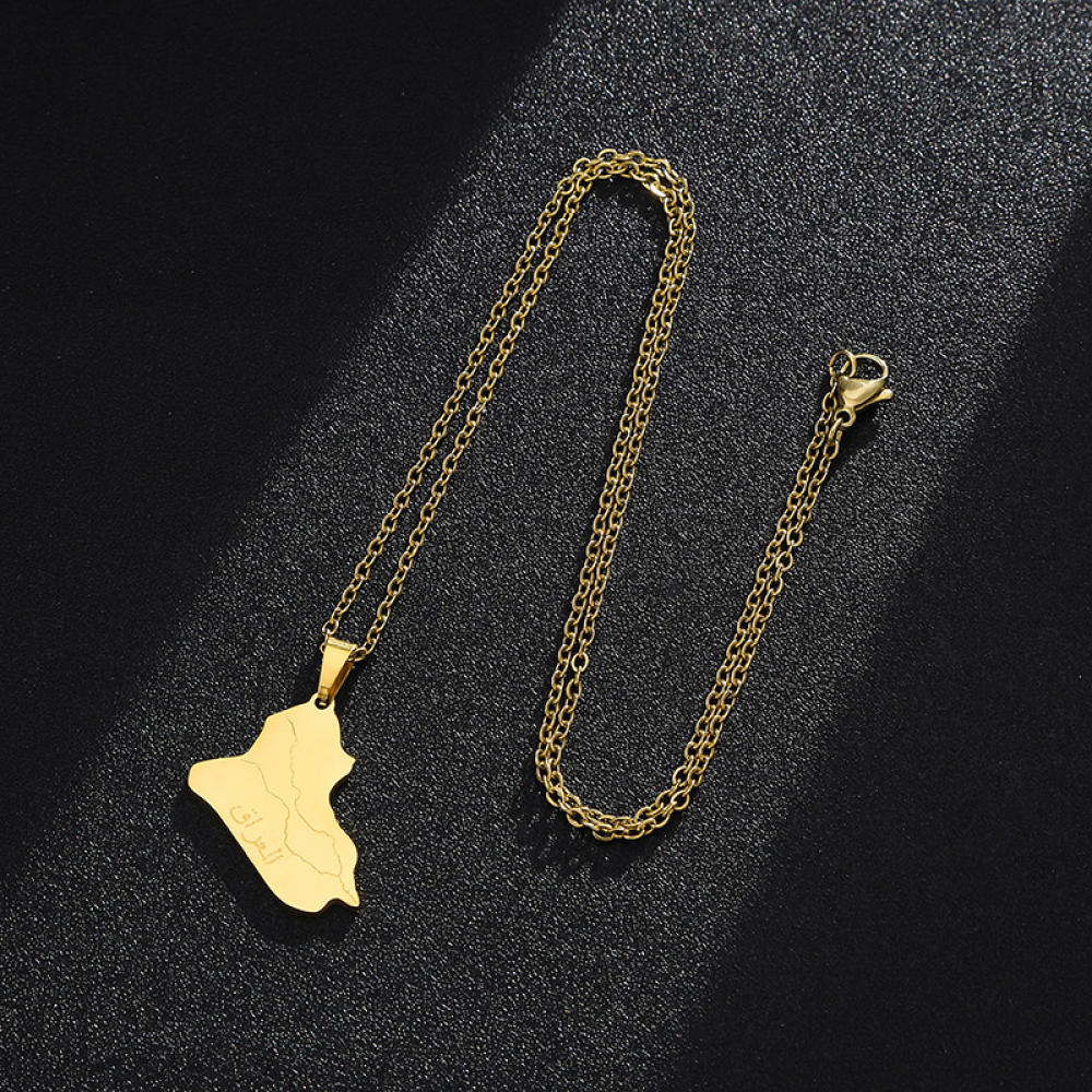 Stainless Steel Necklace for Women, Map of the Republic of Iraq
