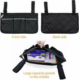 Bag for (black, 32.5 x 18 cm) wheelchair with pockets - Side View