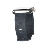 Watch strap compatible with iwatchS9 876SE Apple Watch, embossed small rose silicone, rose color - blue-grey Rose - blue-grey 38/40/41mm