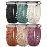 Watch strap compatible with iwatchS9 876SE Apple Watch, embossed small rose silicone, rose color - blue-grey Rose - blue-grey 38/40/41mm - Front View