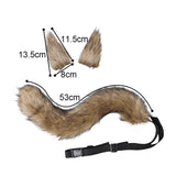Faux Fur Cat Fox Wolf Fluffy Tail and Ears for Halloween - Front View
