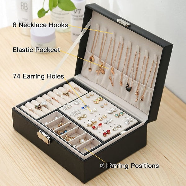 Jewelry Box Jewelry PU Leather Storage Box (Black)
