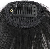 Clip-in Bangs Made of Real Hair, French Bangs Extensions | Natural Colored Clip-on Bangs, Hair Fringe for Women and Girls Natural Black - Close-Up Angle