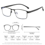 Anti-blue Light Myopia Glasses Ready-made Business Men Women Metal Square Glasses Diopter 0 -0.5 -1.0 -1.5 To -6.0 3