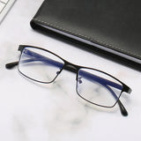 Anti-blue Light Myopia Glasses Ready-made Business Men Women Metal Square Glasses Diopter 0 -0.5 -1.0 -1.5 To -6.0 3 - Top-Down View