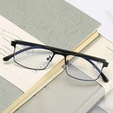 Anti-blue Light Myopia Glasses Ready-made Business Men Women Metal Square Glasses Diopter 0 -0.5 -1.0 -1.5 To -6.0 3 - 45-Degree Angle