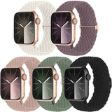 5-Pack Woven Solo Loop Compatible Band for Apple Watch 40mm, 38mm, 41mm for Women and Men - Adjustable Nylon Band, Elastic, Sport Band CC 42/44/45/49mm