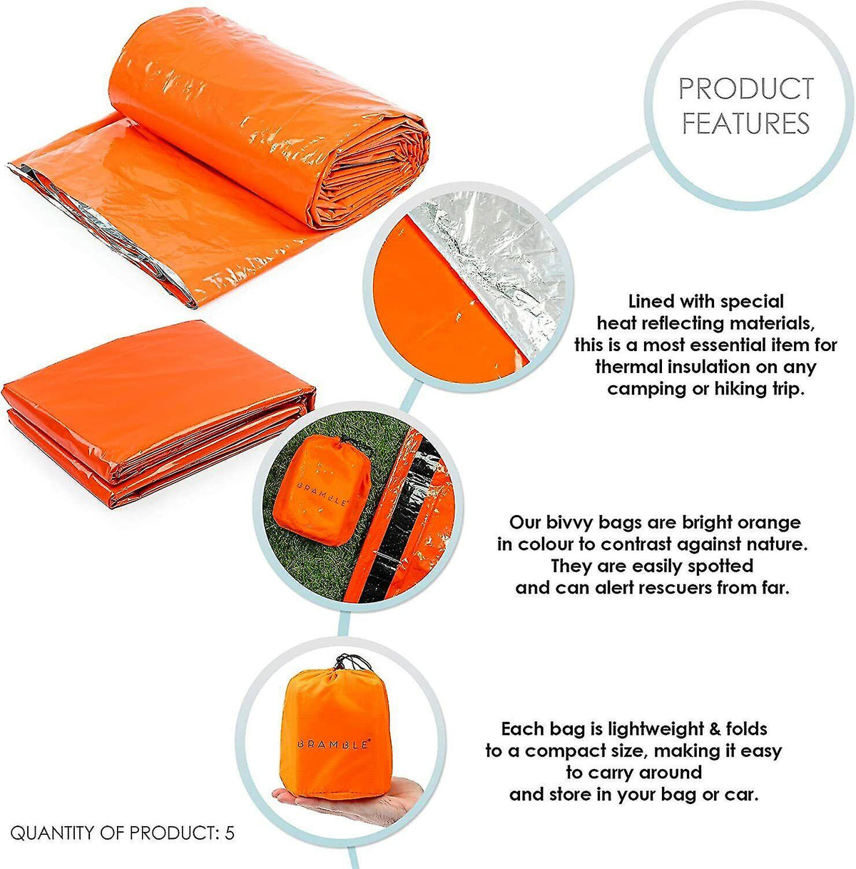 4x Outdoor Emergency Thermal Waterproof Sleeping Bag Camping Survival Bivvy Sack