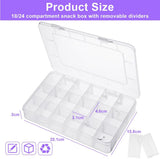 18-Compartment Snack Box, 2 Pieces Snack Plates with Lids for Candy, Nuts, Snacks, Adjustable Plastic Storage Box for Jewelry, Transparent Sorting Boxes 18 compartments-2 pieces - Front View