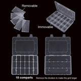 18-Compartment Snack Box, 2 Pieces Snack Plates with Lids for Candy, Nuts, Snacks, Adjustable Plastic Storage Box for Jewelry, Transparent Sorting Boxes 18 compartments-2 pieces - Side View